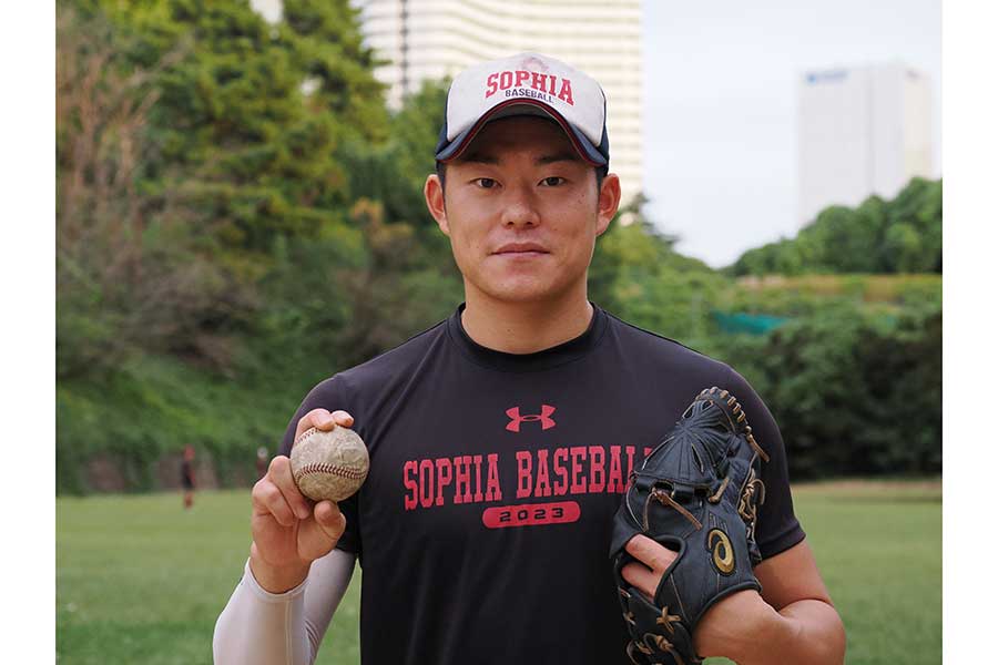 上智大から初のNPB入りを目指す正木【写真：羽鳥慶太】