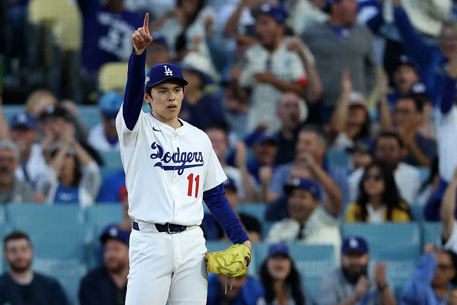 ブルワーズ戦に登板したドジャースの佐々木朗希【写真:ロイター】