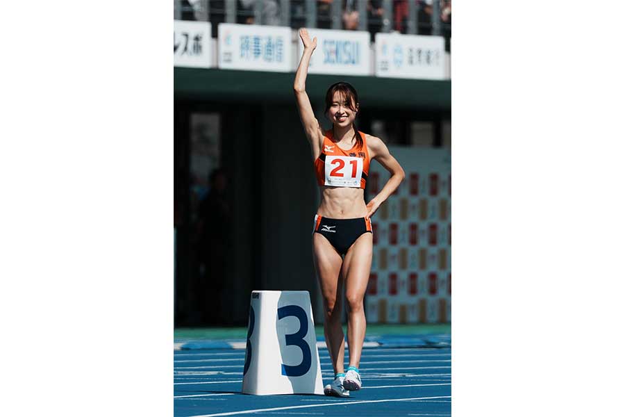 仲子は「納得できるレースだった」とラストレースを笑顔で走り切った【写真：中戸川知世】