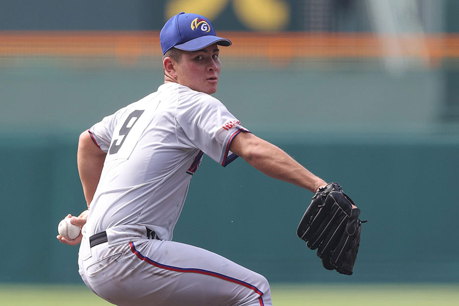 オリックスから6位指名された明秀日立高時代の石川ケニー【写真：産経新聞社】