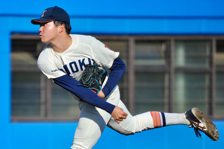 西武からドラフト4位指名を受けた東北福祉大・堀越啓太【写真：羽鳥慶太】