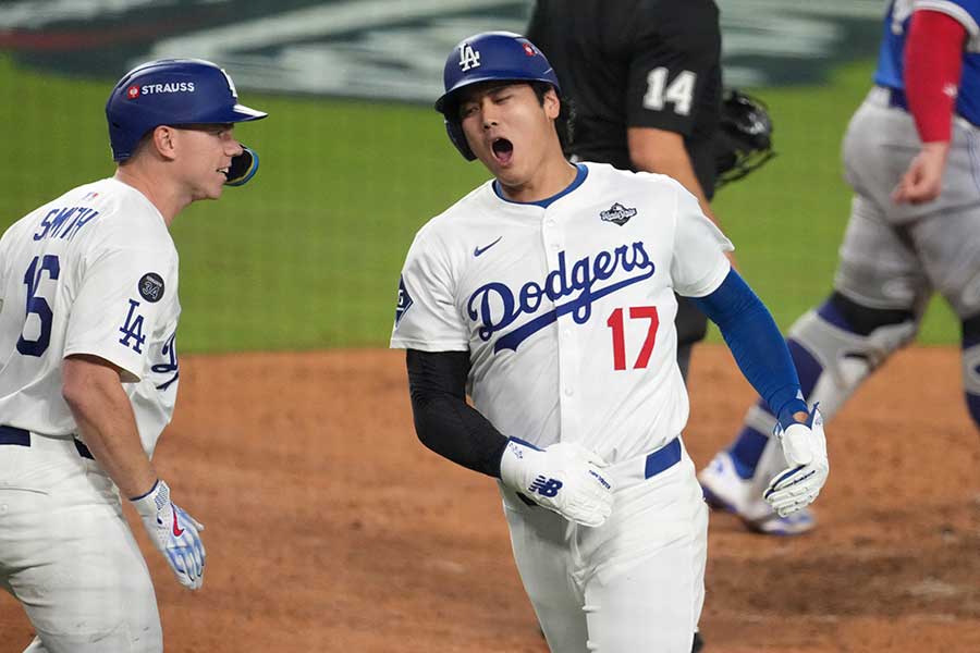 7回に同点3号を左中間に運んだドジャースの大谷翔平【写真：ロイター】