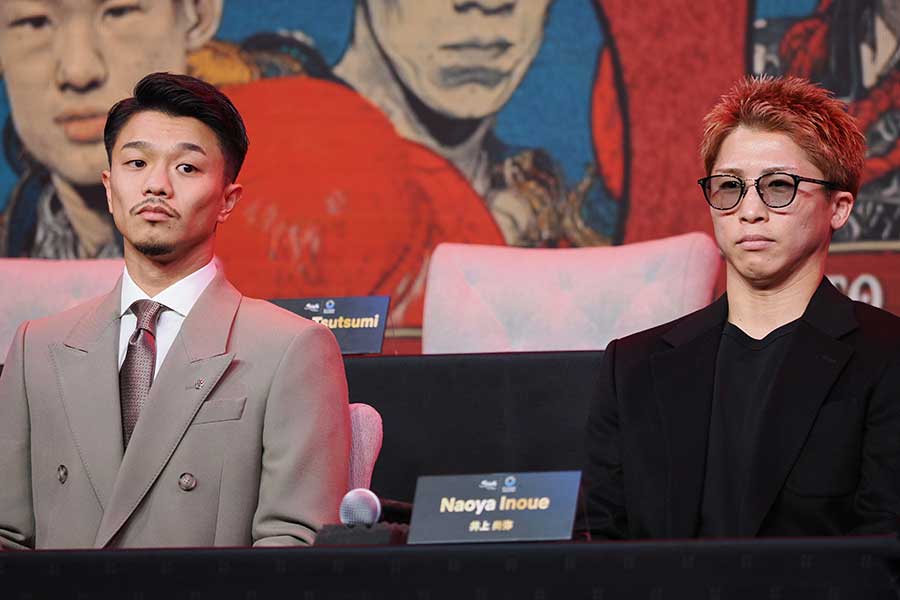 登壇した井上尚弥と中谷潤人(左)【写真:羽鳥慶太】