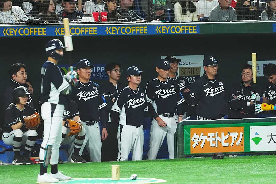 侍ジャパンとの強化試合第1戦に臨んだ韓国代表【写真:小林靖】