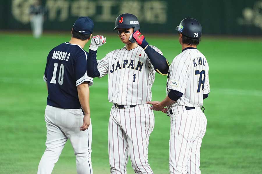韓国との強化試合に出場した侍ジャパンの森下翔太【写真:小林靖】