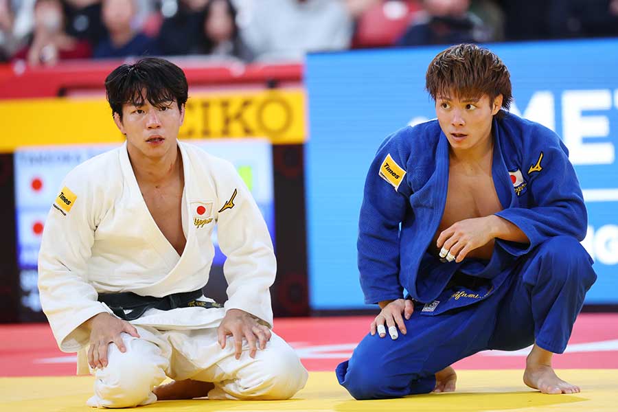 準決勝で12分を超える死闘を繰り広げた武岡毅(左)と阿部一二三【写真:YUTAKA/アフロスポーツ】