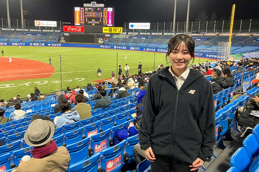 薬学部から初のマネージャーとして野球部を支える名城大の吉田紗雪さん【写真:山野邊佳穂】