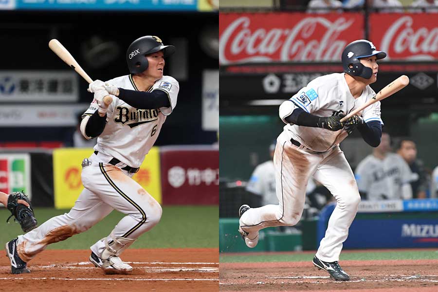 オリックスの茶野篤政(左)と西武の平沼翔太【写真:産経新聞社】