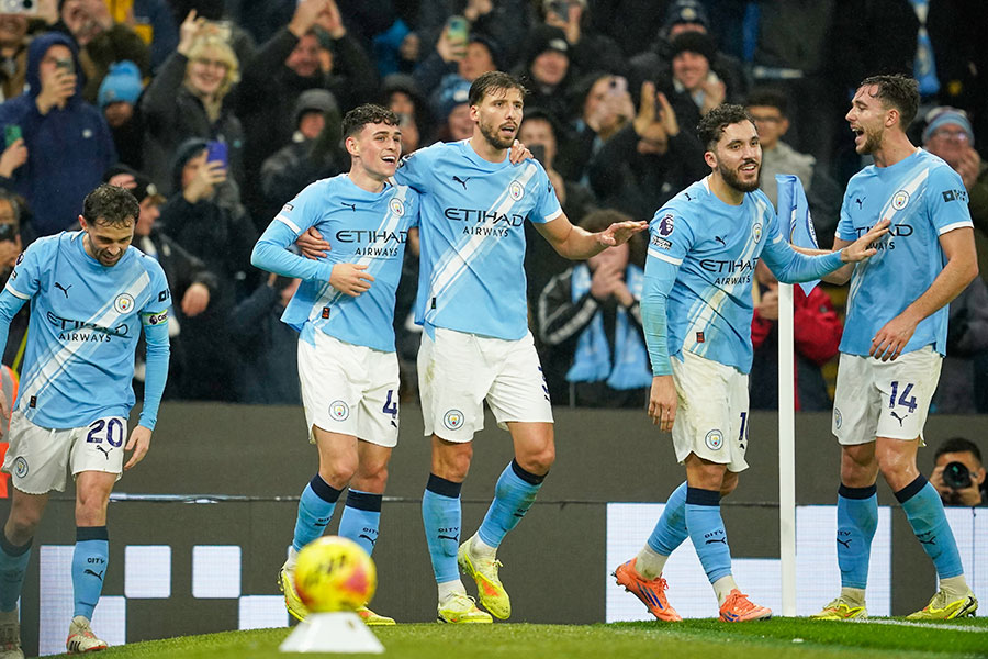 マンチェスター・シティの選手たち【写真:AP/アフロ】