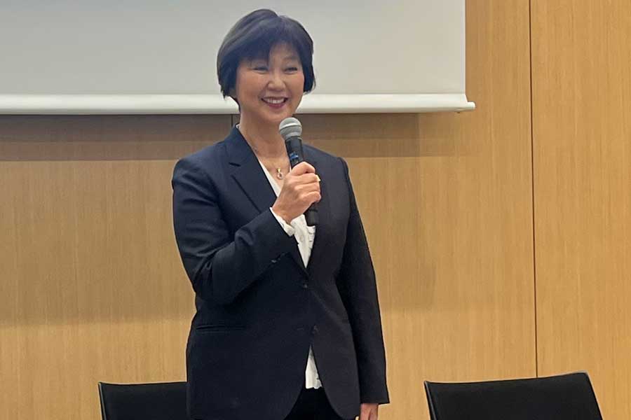 会見に出席したJLPGAの小林浩美会長【写真：編集部】