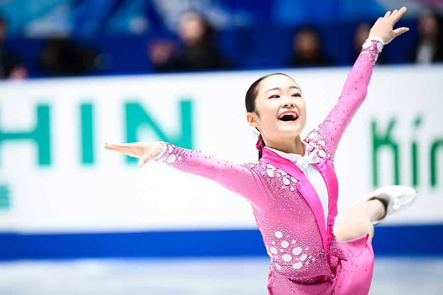 女子ショートプログラムで圧巻の演技を見せた島田麻央【写真：中戸川知世】