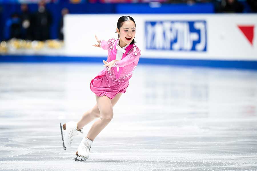 女子ショートプログラムで圧巻の演技を見せた島田麻央【写真：中戸川知世】