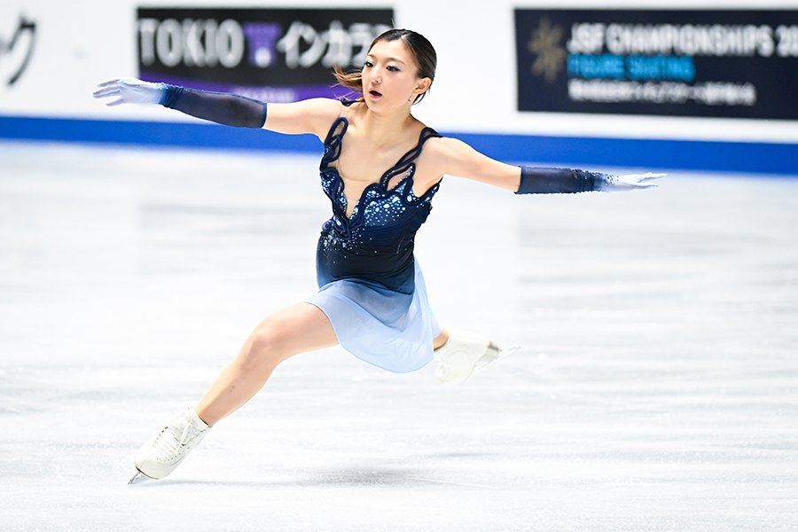女子ショートプログラムで首位発進した坂本花織【写真：中戸川知世】
