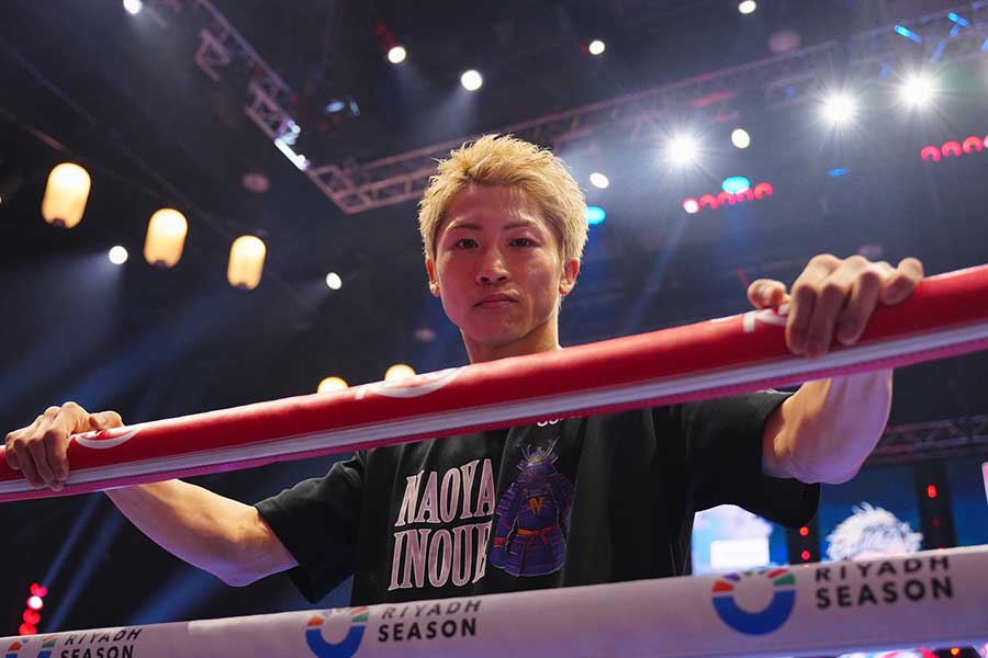 公開練習を行った井上尚弥【写真：荒川祐史】