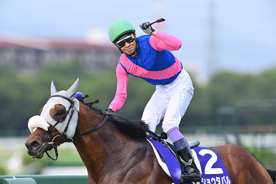 今年の宝塚記念を制した武豊とメイショウタバル【写真：産経新聞社】