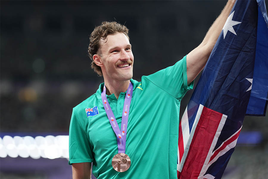 東京世界陸上の棒高跳びで銅メダルを獲得したマーシャル【写真：森田直樹/アフロスポーツ】