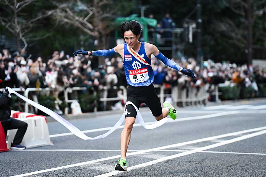 3位でフィニッシュした順天堂大【写真:中戸川知世】