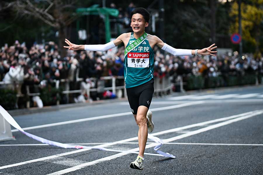 アンカーを務めた青学大・折田壮太【写真：中戸川知世】