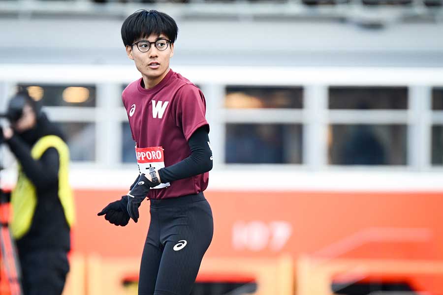 5区を走った早稲田大の工藤慎作【写真：中戸川知世】