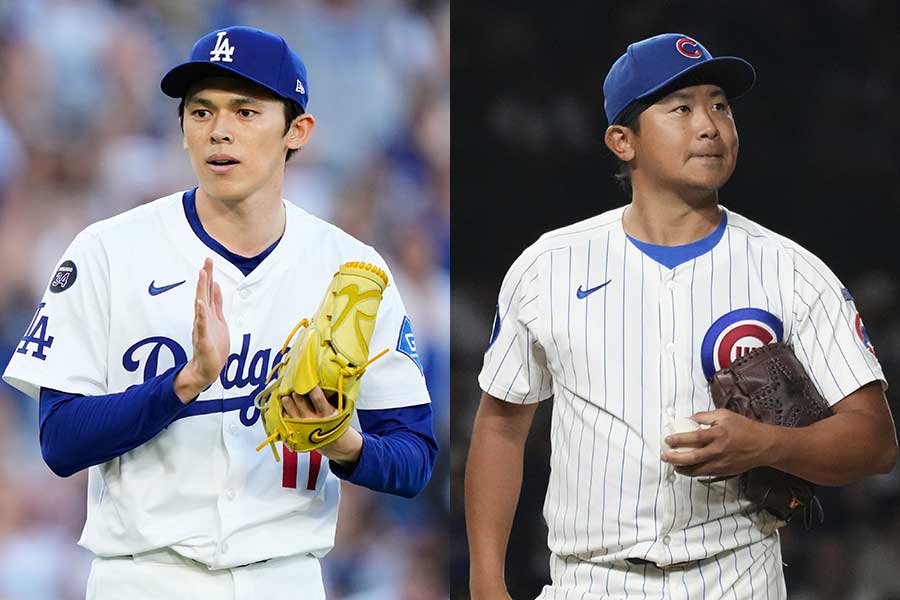 ドジャースの佐々木朗希（左）とカブスの今永昇太【写真：AP/アフロ】