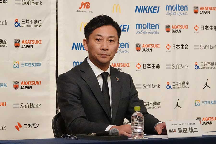 日本バスケットボール協会の島田慎二会長【写真：編集部】