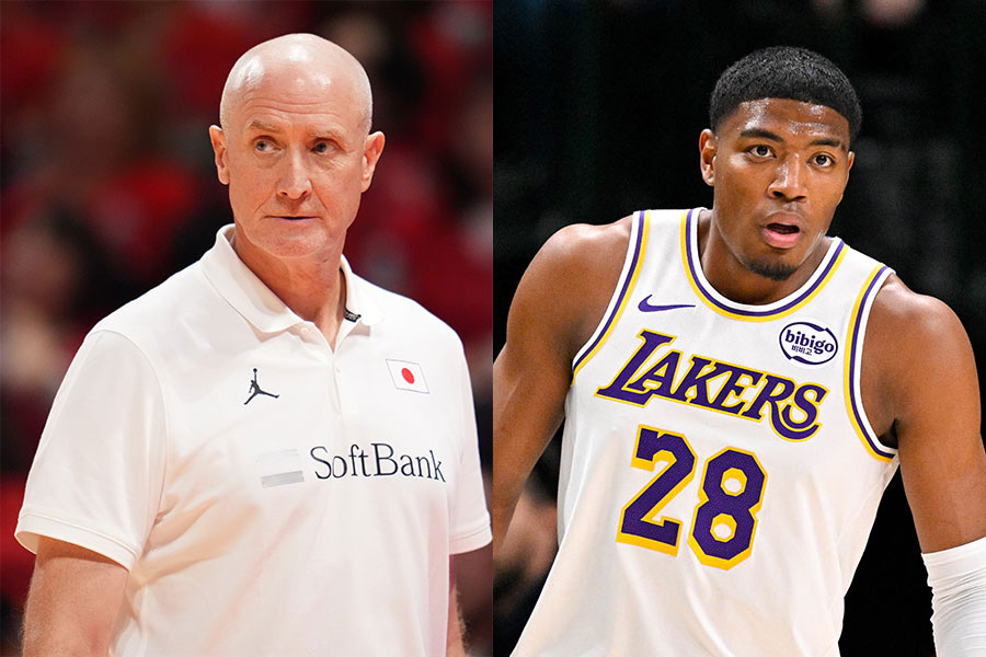 トム・ホーバス氏（左）と八村塁【写真：アフロスポーツ、Imagn/ロイター/アフロ】