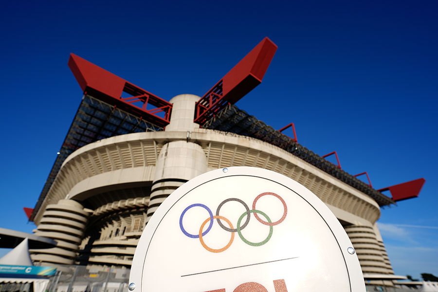 ミラノ・コルティナ五輪の開会式が行われた「サンシーロ」と呼ばれるスタジアム【写真：PA Images/アフロ】