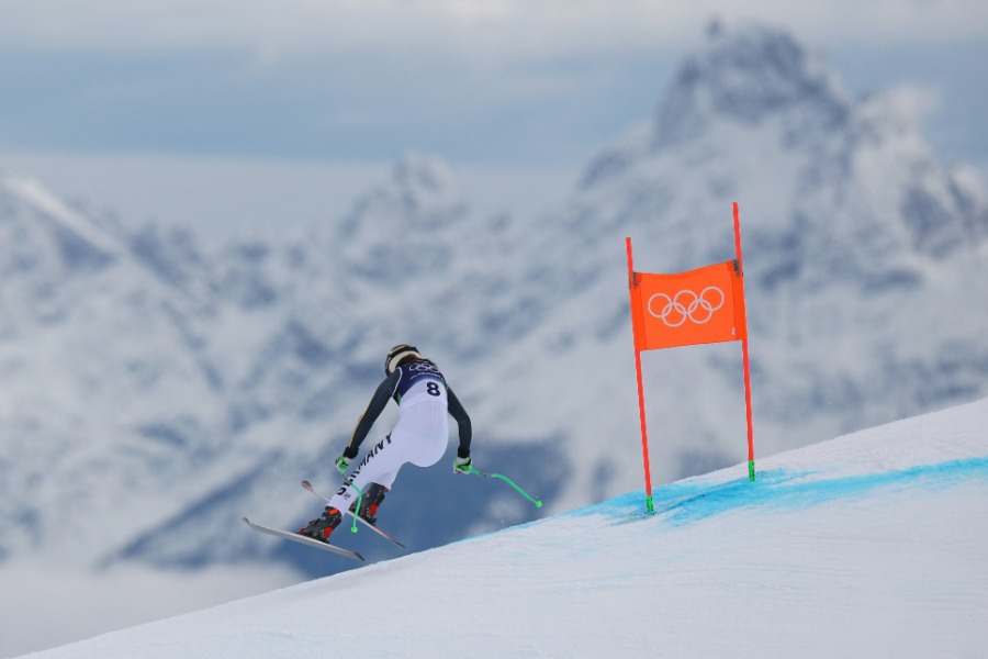 アルペンスキーの滑降、公式練習の様子【写真：ロイター】