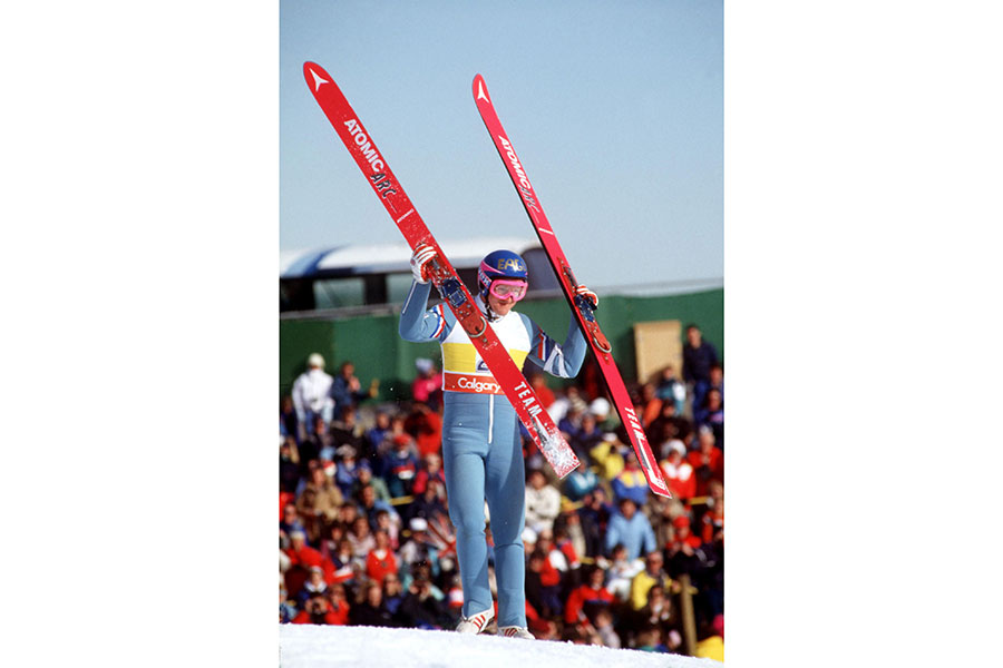 カルガリー五輪に出場したマイケル・エドワーズ（1988年撮影）【写真：PA Images/アフロ】