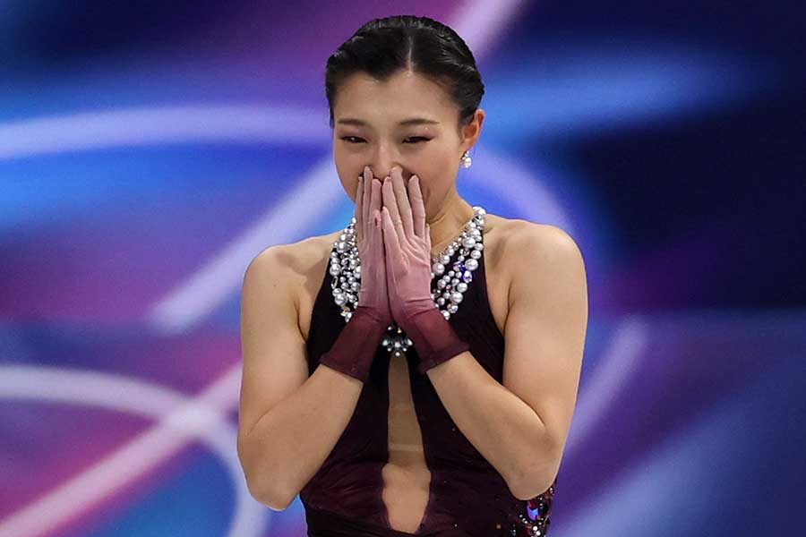 フィギュアスケート団体の女子フリーで1位になった坂本花織【写真：ロイター】
