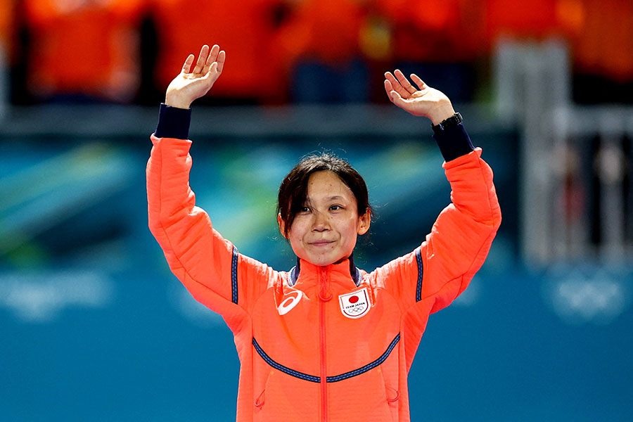 スピードスケート女子1000メートルで銅メダルを獲得した高木美帆【写真：ロイター】