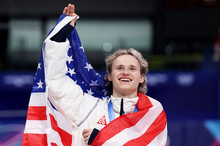 フィギュアスケート団体戦に出場したイリア・マリニン【写真：ロイター】