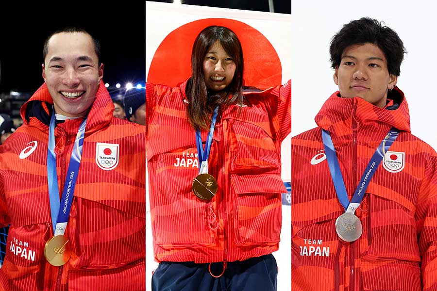 木村葵来、村瀬心椛、木俣椋真（左から）【写真：ロイター】