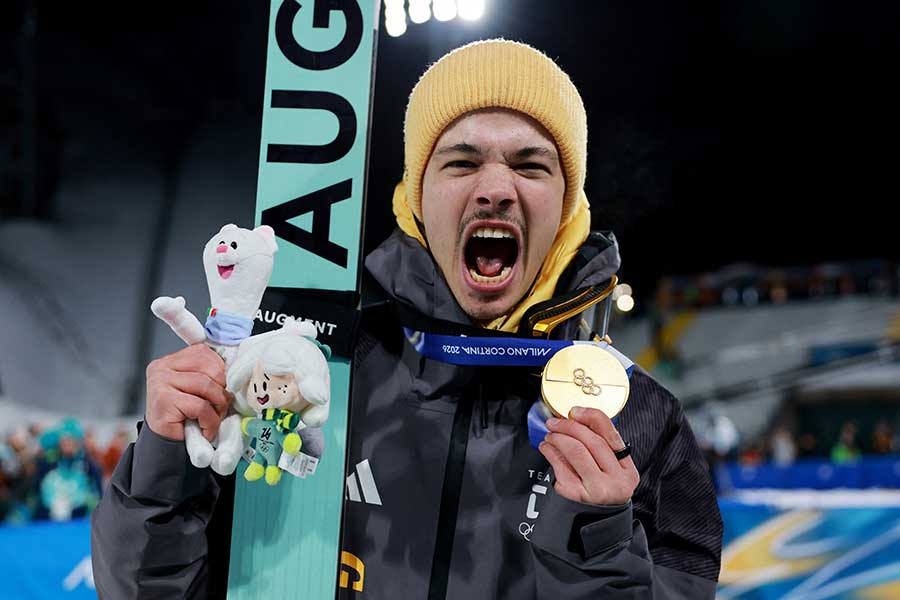 ノルディックスキー・ジャンプ男子ノーマルヒルで優勝したドイツのフィリップ・ライムント【写真：ロイター】