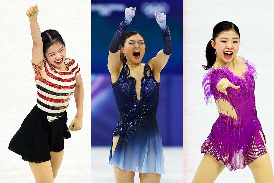 女子SPで好演技を披露した中井亜美、坂本花織、千葉百音（左から）【写真：ロイター】