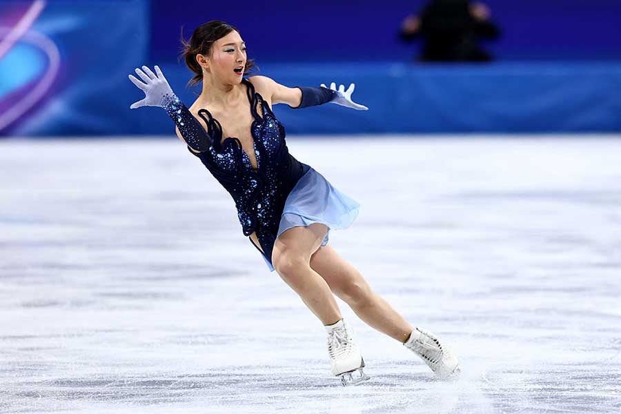 女子ショートプログラムで演技する坂本花織【写真:ロイター】