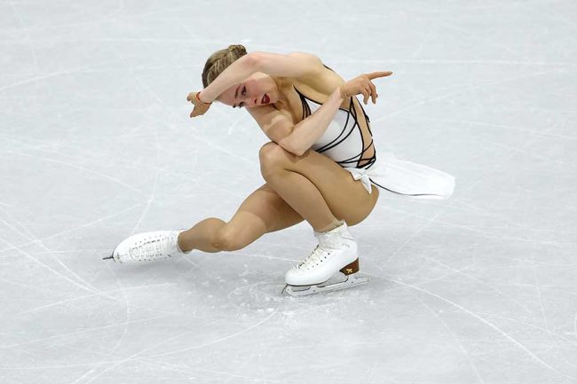 Zagitova] 女子フィギュアスケートドレス、競技用、高弾性バック
