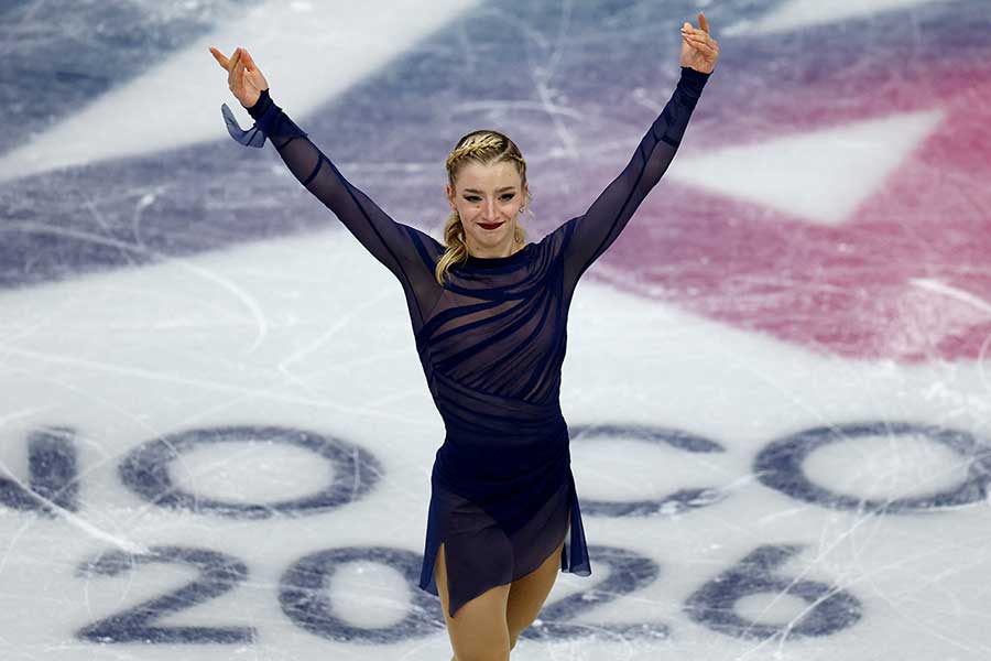 フィギュアスケート女子で5位に終わったアンバー・グレン【写真：ロイター】