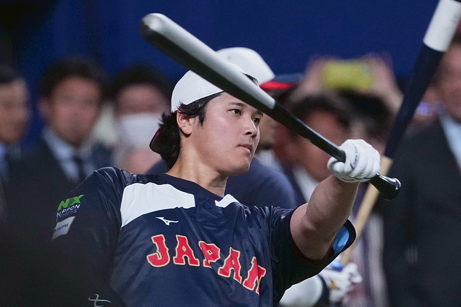 バンテリンDで打撃練習を行った大谷翔平【写真:小林靖】