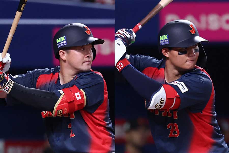 侍ジャパンの牧秀悟と森下翔太(右)【写真:加治屋友輝】