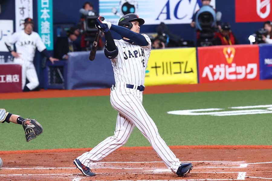 オリックス戦に出場した侍ジャパンの大谷翔平【写真: 加治屋友輝】