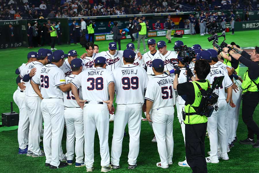 WBC初戦でチェコと対戦した韓国代表【写真： 加治屋友輝】