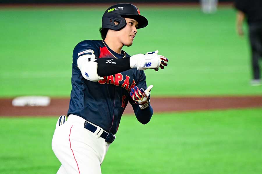 満塁弾を放った大谷翔平【写真：中戸川知世】