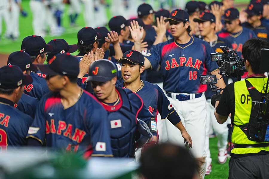 WBC初戦を勝利した侍ジャパン【写真：中戸川知世】