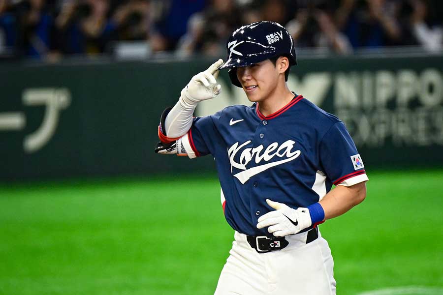 4回に同点2ランを放った韓国のキム・ヘソン【写真：中戸川知世】