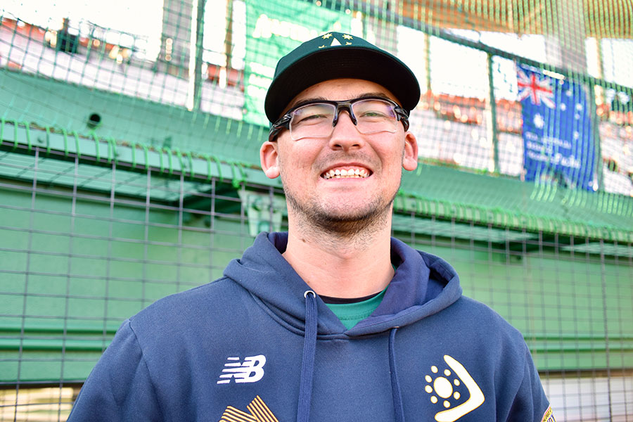 プロ野球選手になった夢の6週間を笑顔で語るウィン【写真：羽鳥慶太】