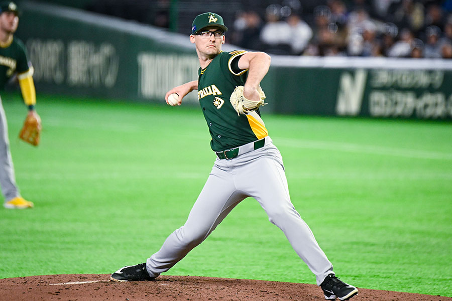 チェコ戦で登板したウィン【写真：中戸川知世】