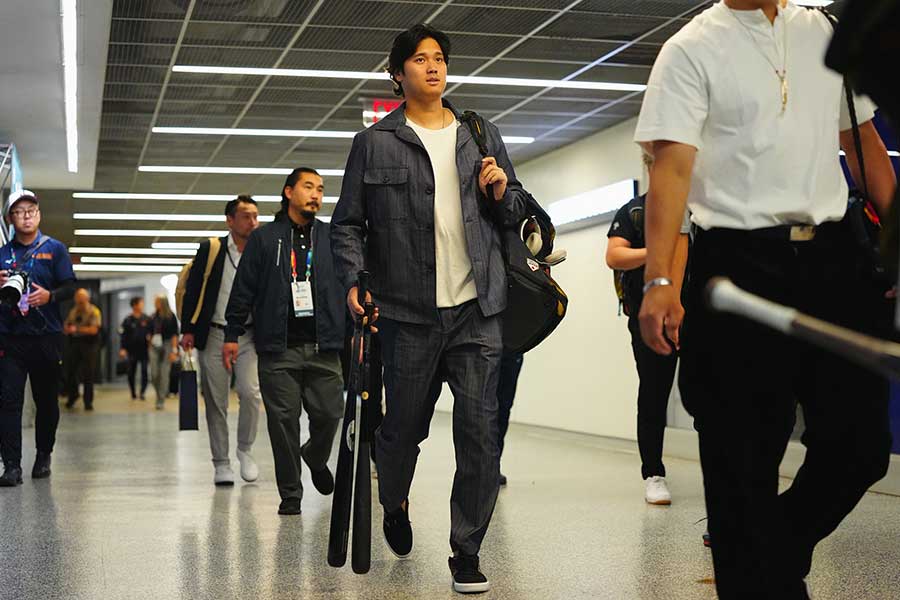 ローンデポ・パーク入りした大谷翔平【写真:荒川祐史】
