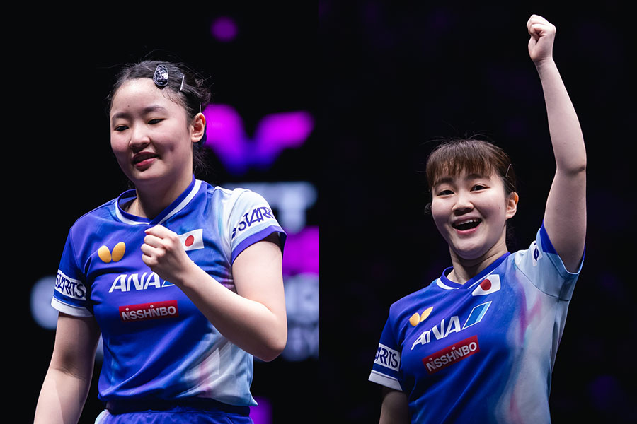 張本美和（左）と大藤沙月【写真：World Table Tennis提供】