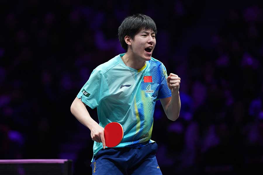 準決勝で張本智和に勝利した温瑞博【写真:VCG/アフロ】